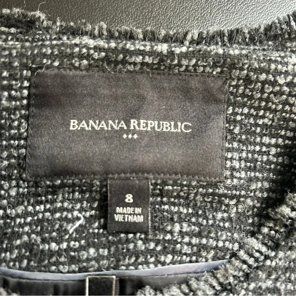 Banana Republic Women’s‎  8 Wool Blend Full Zip Jacket Black Gray Fringe Lined - Picture 13 of 16